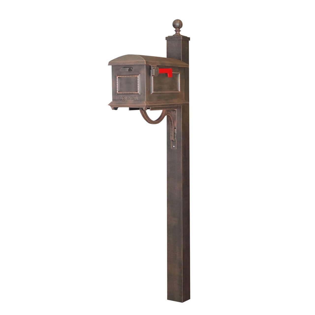 Special Lite Products Outdoor Letter Holder Traditional Curbside Mailbox with Springfield Mailbox Post - Copper